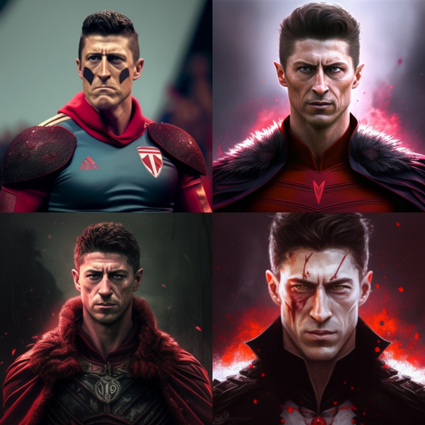 Les footballeurs comme méchants grâce à l'intelligence artificielle Midjourney