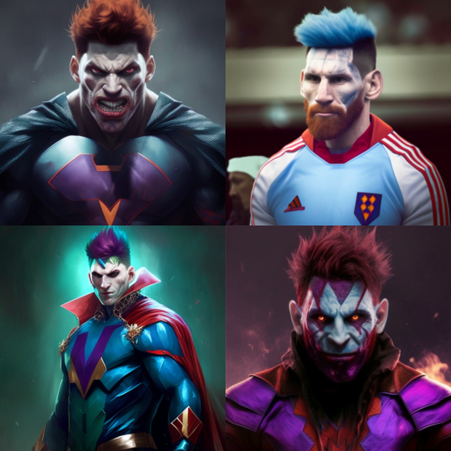 Les footballeurs comme méchants grâce à l'intelligence artificielle Midjourney