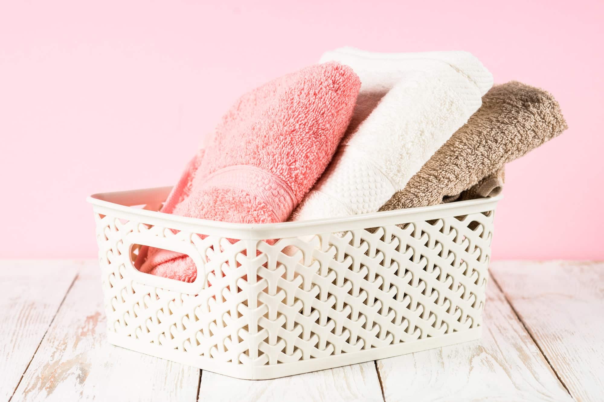 Bath towels at the table.