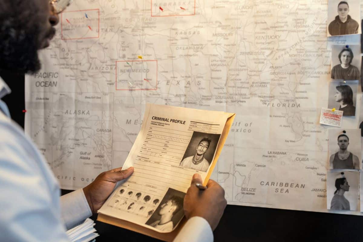 agent du fbi examinant un profil criminel