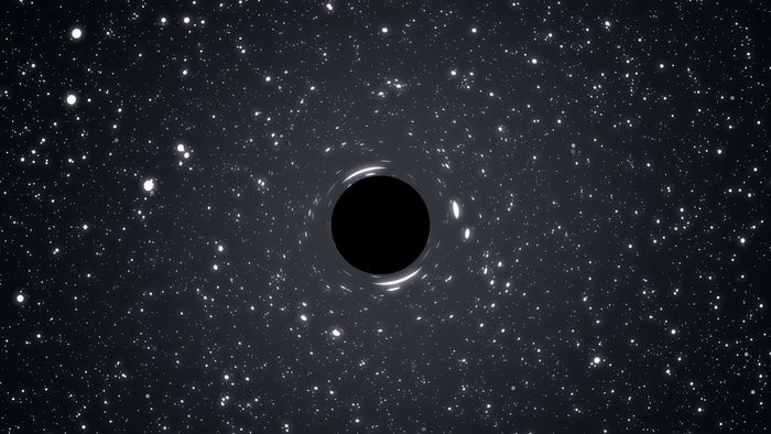 trou noir volant à travers les étoiles. espace profond.
