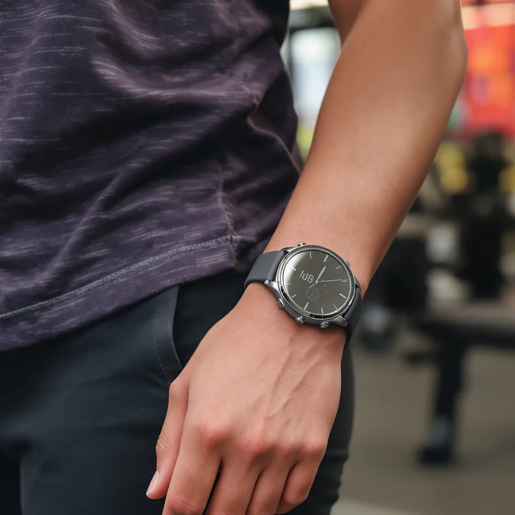 Homme portant élégamment une montre de sport au poignet gauche
