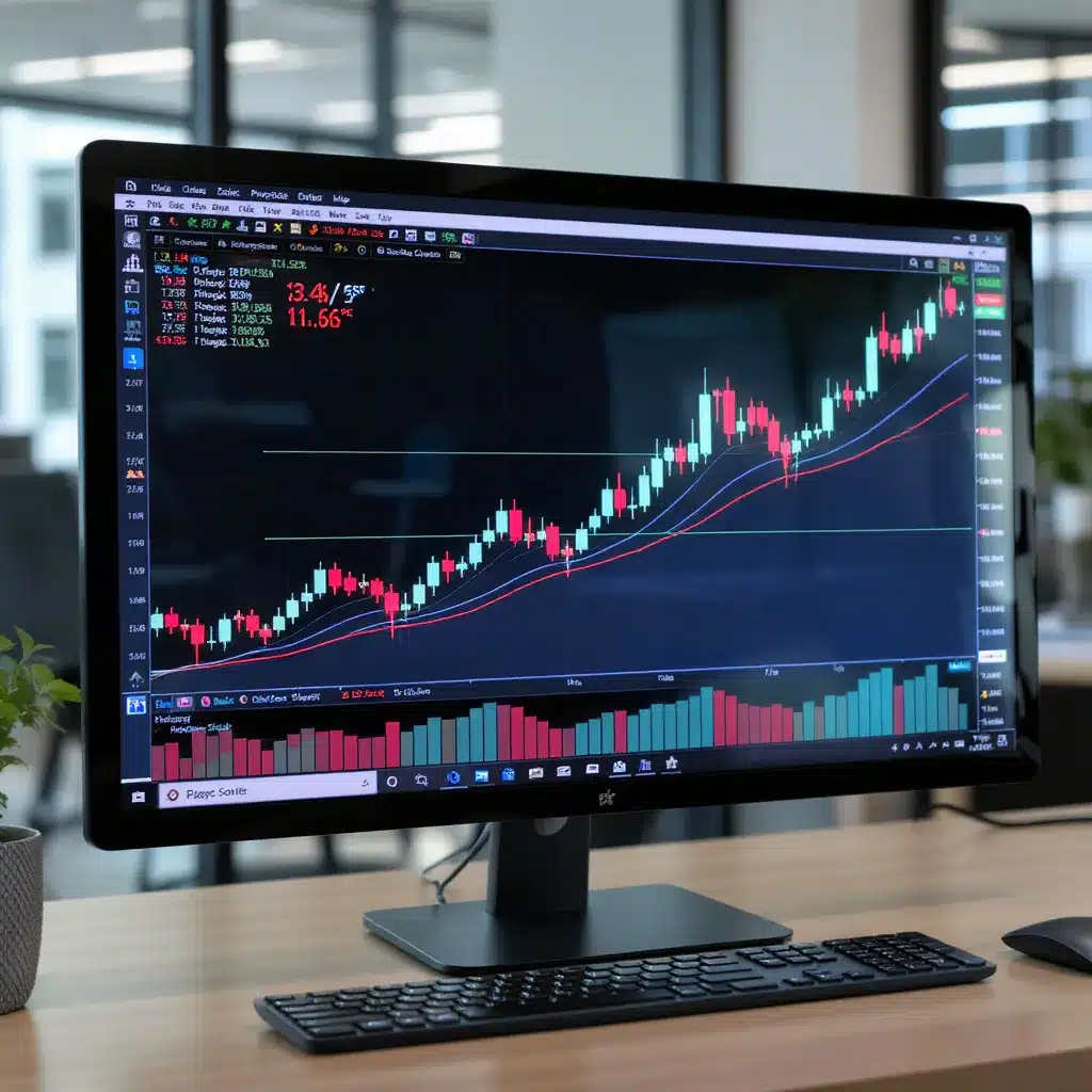 Écran d’ordinateur affichant des graphiques boursiers en hausse, symbole d’un placement en actions ou ETF